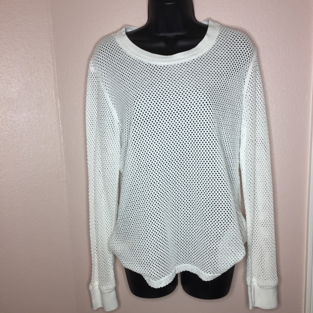 Allen Allen Mesh/Net White Cotton Tunic Cover Up